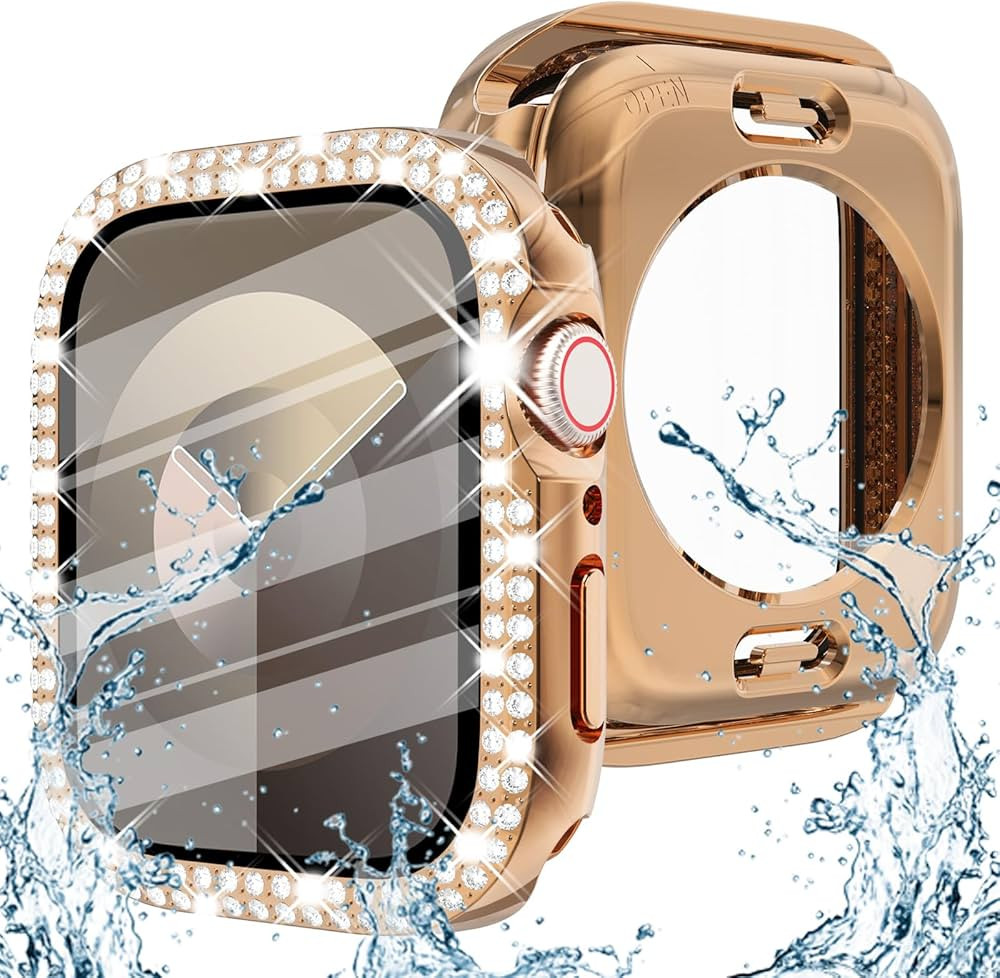 Surace 2 in 1 Waterproof Bling Case Compatible for Apple Watch Series 6/5/4/SE 44mm, Over 100 Cry... | Amazon (US)