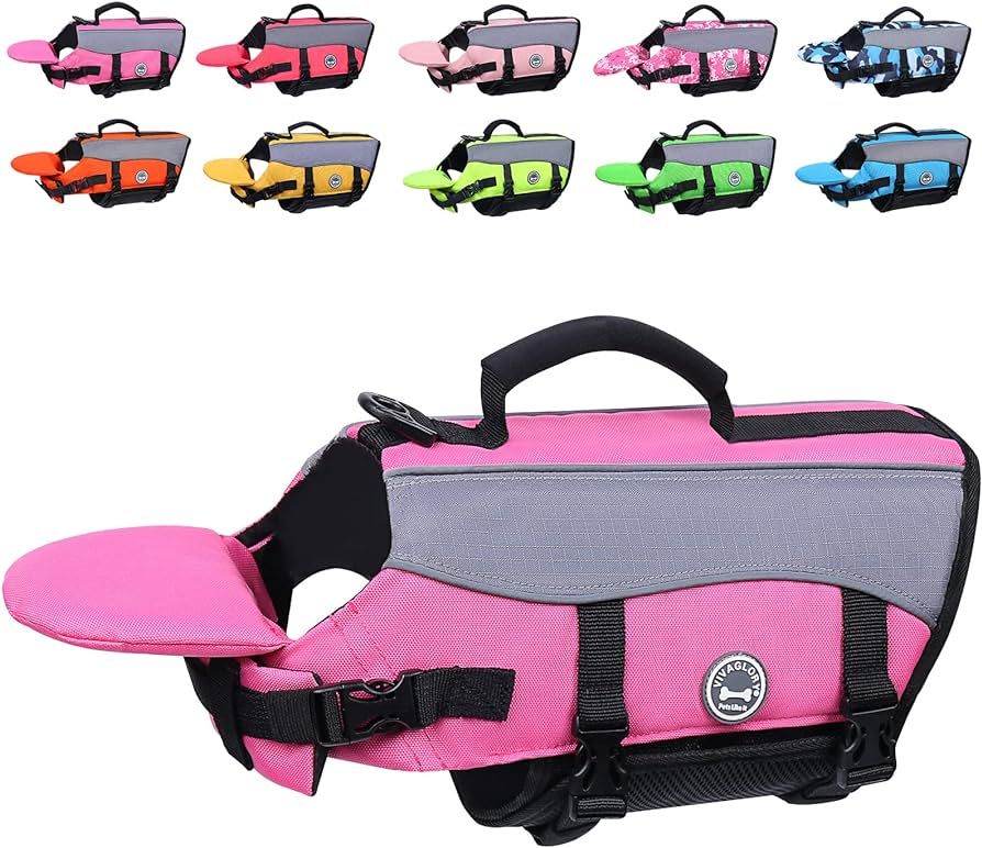 Vivaglory Dog Life Jackets with Extra Padding Pet Safety Vest for Dogs Lifesaver Preserver, Pink,... | Amazon (US)