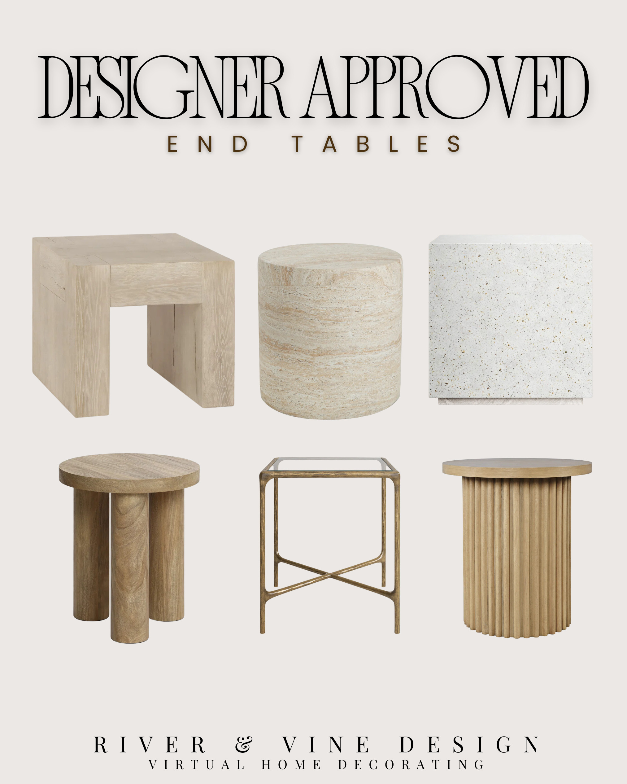 END TABLES
These are the kind of end tables that instantly make a space feel more considered.

The shapes are simple, but the materials do all the work—light wood, stone, and subtle texture that adds depth without overwhelming the room. If your space feels flat, this is usually what’s missing.

An end table shouldn’t just “fill a spot”—it should ground the entire seating area.

Save this for your next living room refresh—these are the pieces designers reach for again and again. 

 #LTKHome