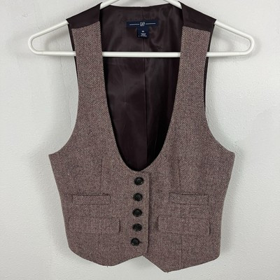 Vintage XS Gap Tweed Vest Waistcoat Purple/Brown | eBay US
