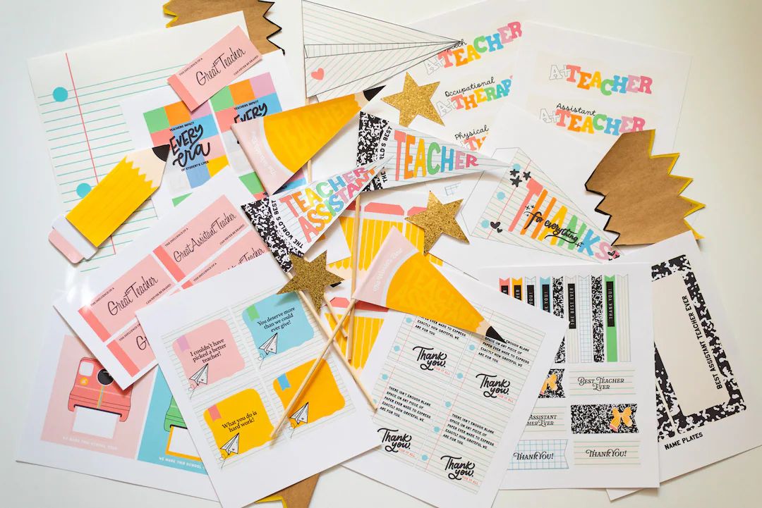 Teacher Appreciation, Teacher Appreciation Tags, Printable Tags, Printable Teacher Pennant Flags,... | Etsy (US)