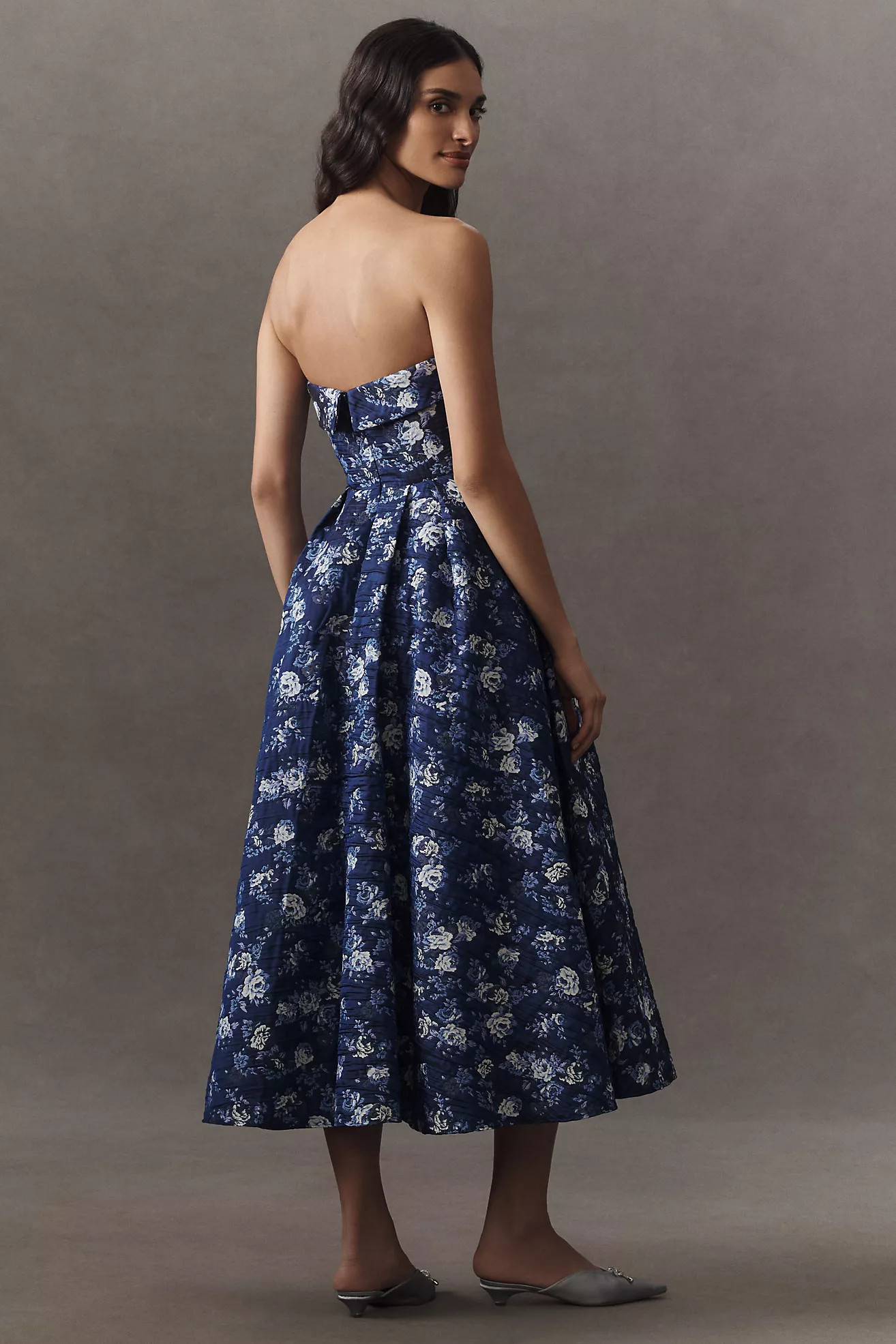 Mac Duggal Strapless Floral Brocade Fit & Flare Midi Dress | Anthropologie (US)
