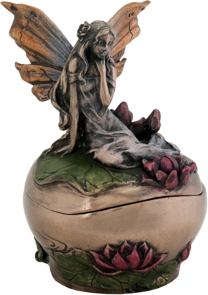 SUMMIT COLLECTION Pondering Fairy on Lotus Fantasy Art Nouveau Michelle Jewelry Box Display Decor... | Amazon (US)