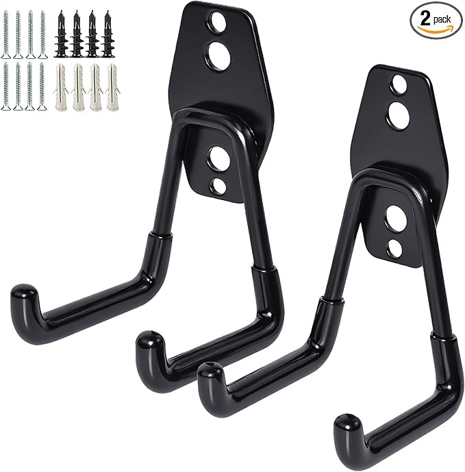 GeeWatom 2 Pack Garage Storage Utility Hooks，Garage Garden Tool Organizer，Steel Wall Mount Ho... | Amazon (US)