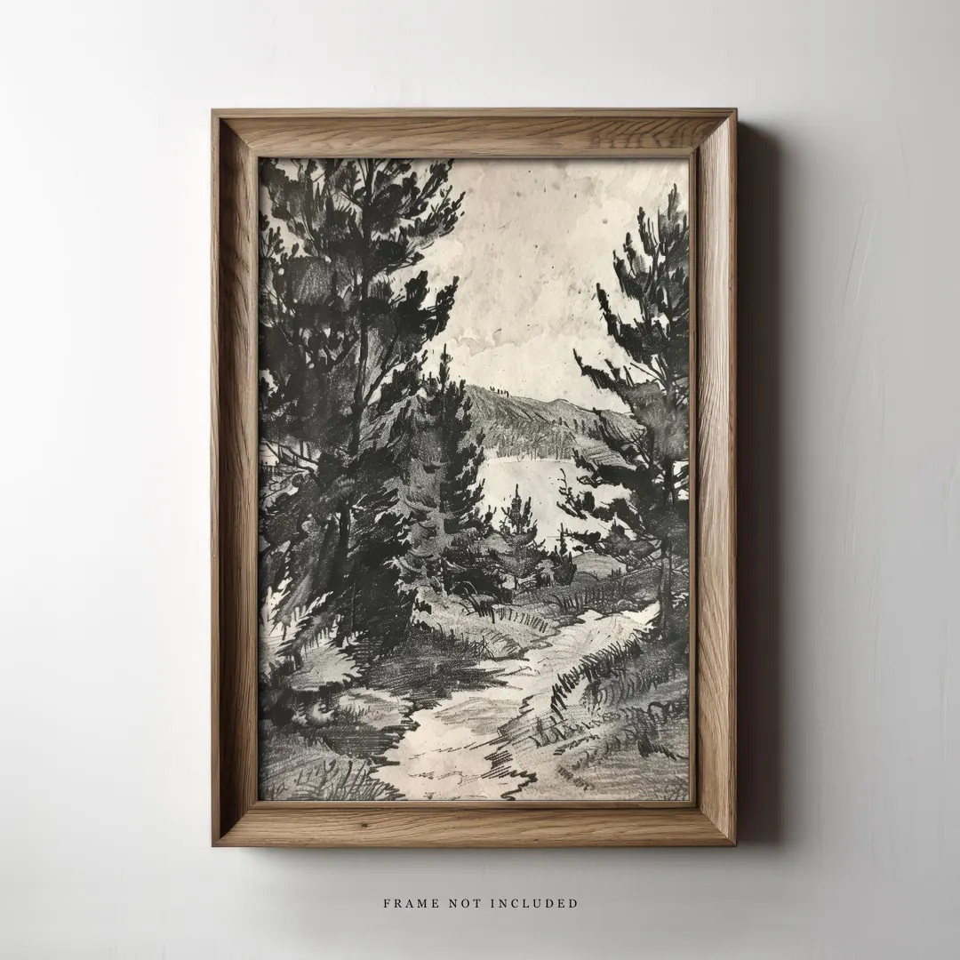 Vintage Tree Sketch Print: Nature Drawing, Large Wall Art | Etsy (Global)