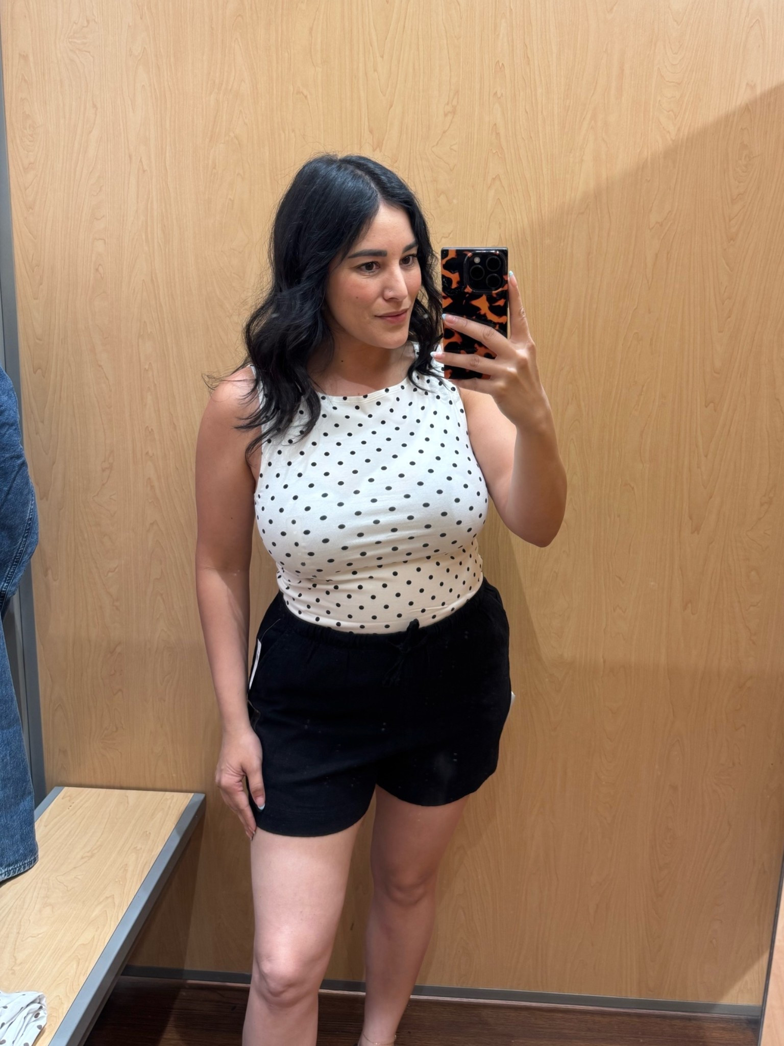 A polka dot tank and black linen shorts is one of those easy summer outfits that always works. Cute, classic, and perfect for everyday wear.

Sizing Deets👇🏽
Top // M
Shorts // M

#LTKootd #LTKOver40