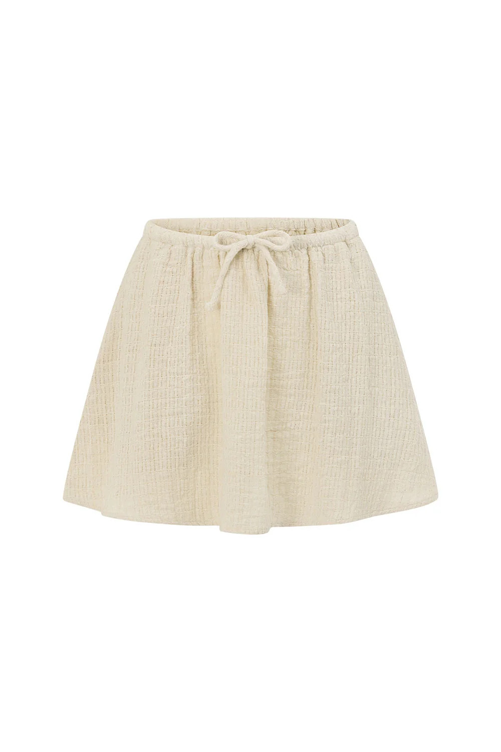 Beige Textured Drawstring Mini Rayne Skirt | Sabo Skirt US