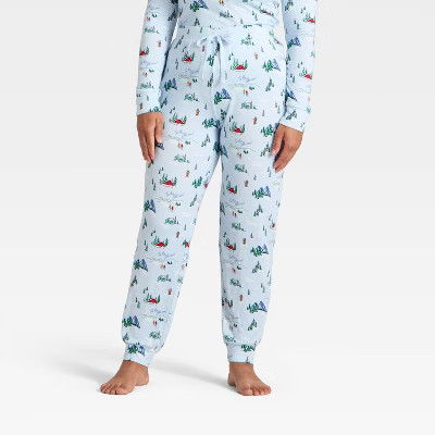 Women's "Tis the Ski-son!" Cozy Knit Holiday Matching Family Pajama Pants - Wondershop™ Blue | Target