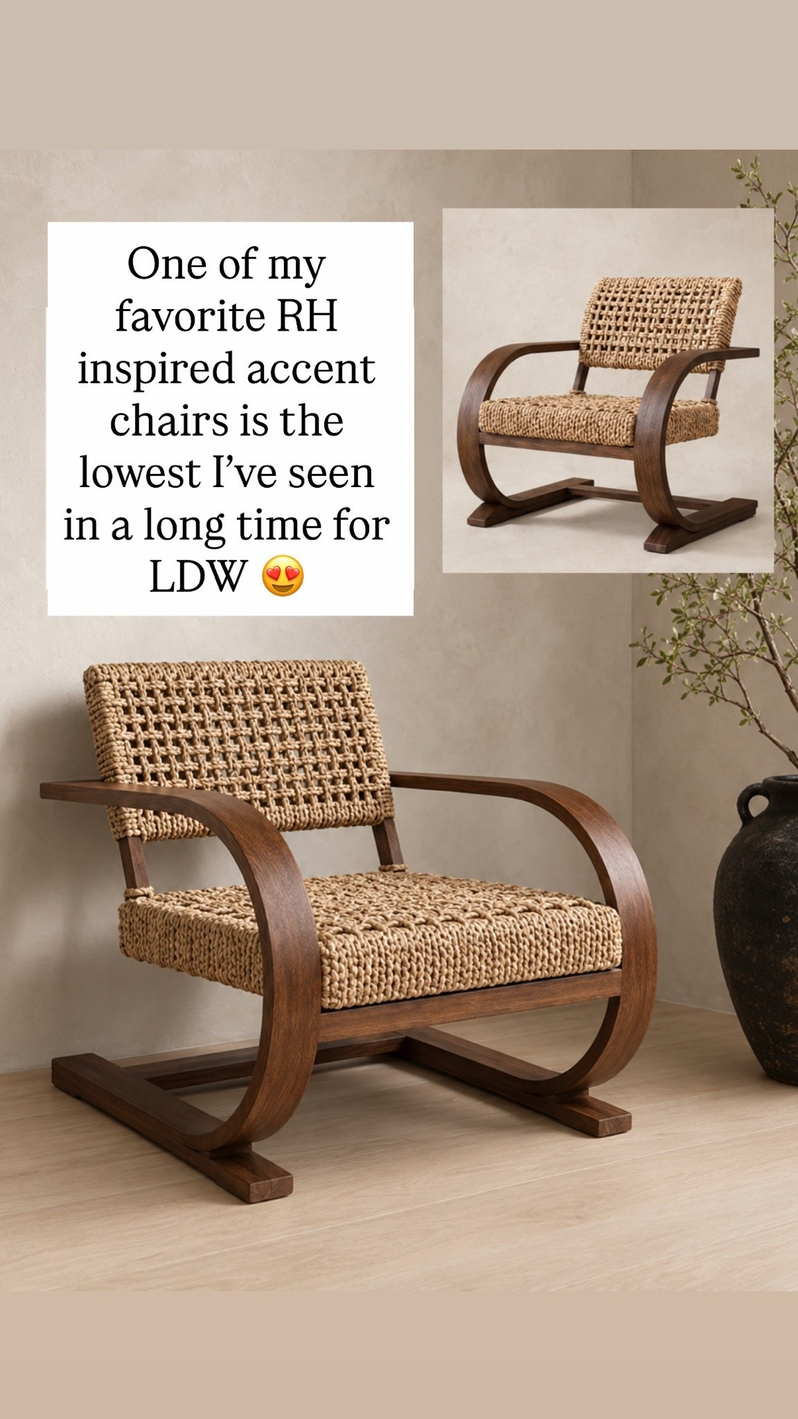 One of my favorite RH inspired accent chairs is the lowest I’ve seen in a long time for LDW 😍