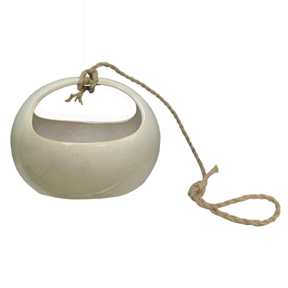 Trendspot 7 in. White Cosette Ceramic Hanging Planter | The Home Depot