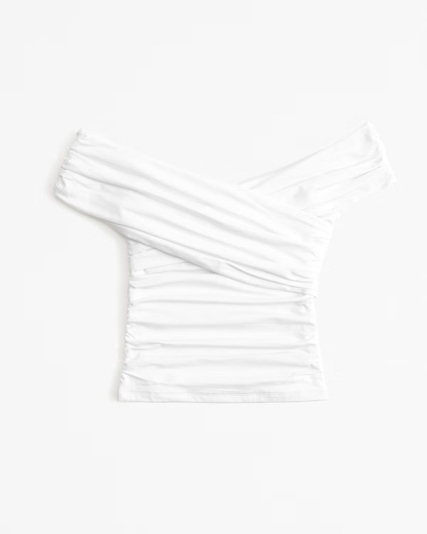 Women's Off-The-Shoulder Ruched Wrap Top | Women's Tops | Abercrombie.com | Abercrombie & Fitch (US)