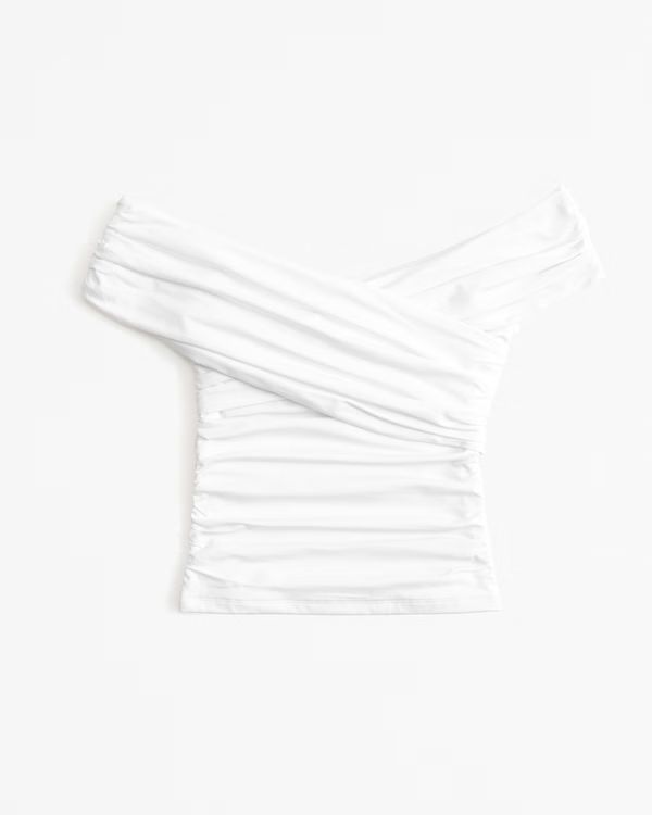Women's Off-The-Shoulder Ruched Wrap Top | Women's New Arrivals | Abercrombie.com | Abercrombie & Fitch (US)