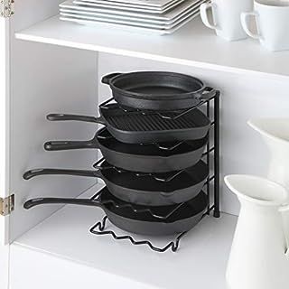 Pan Organizer Rack - Heavy Duty 60-LBS Capacity - 6mm Thick - Made in India - Matte-Black 12.2"-T... | Amazon (US)