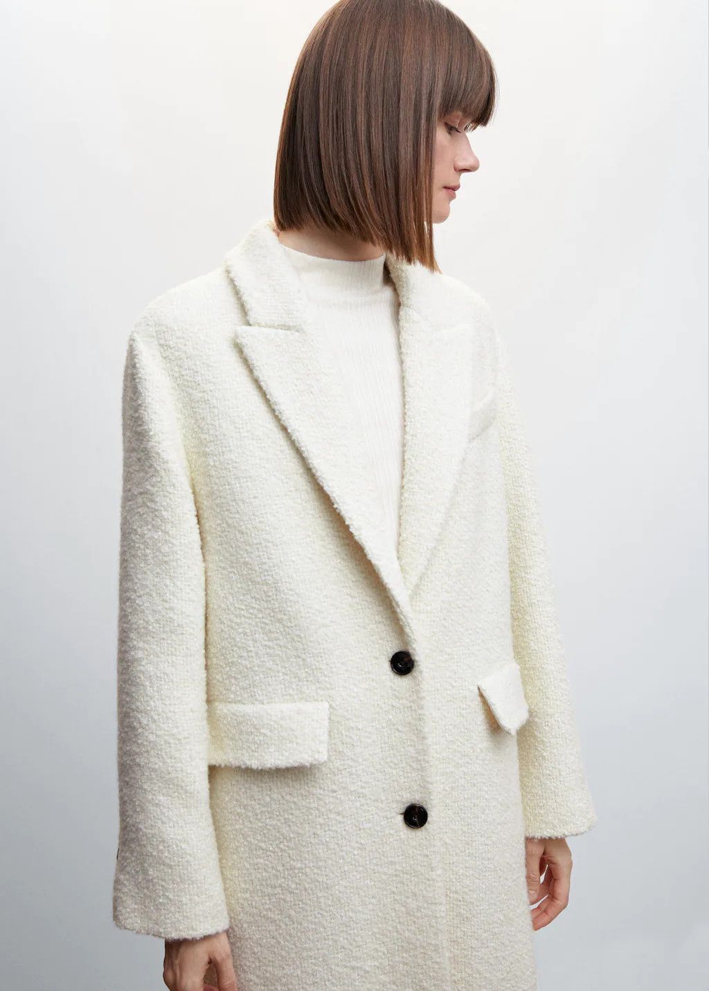 Buttoned wool coat | White Long Coat | Winter Coat Coats | Spring Outfits | Mango Outfit | MANGO (US)