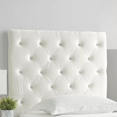 Tufted Velvet Plush College Dorm Headboard - White - With Legs | Wayfair North America