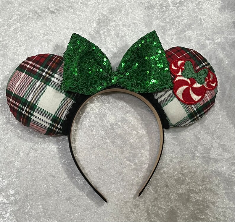 Christmas Plaid Patch Ears - Etsy | Etsy (US)