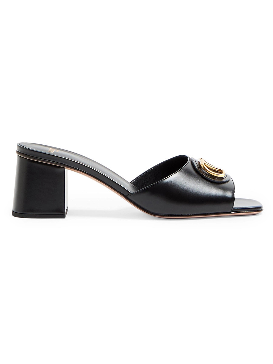 Women's VLogo Signature 60MM Slide Sandals in Calfskin - Black - Size 8.5 | Saks Fifth Avenue