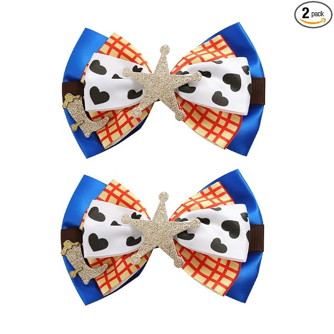 2PCS Hair Bow Clips for Women Girls 4 Inch Cute Cartoon Birthday Party Hair Accessories | Amazon (US)