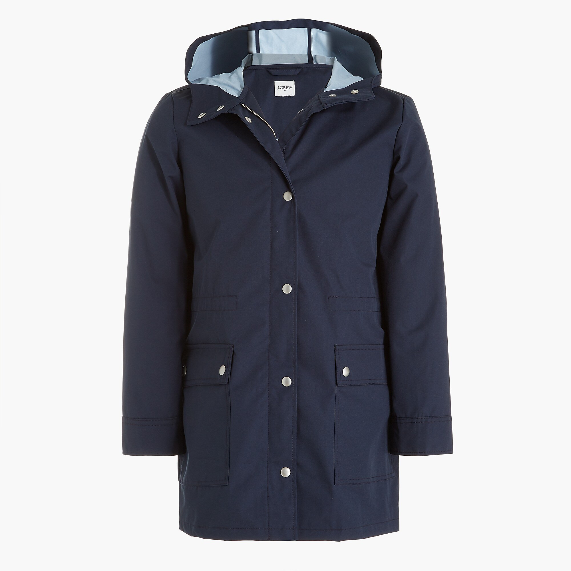 Petite midi-length raincoat with snaps | J.Crew Factory