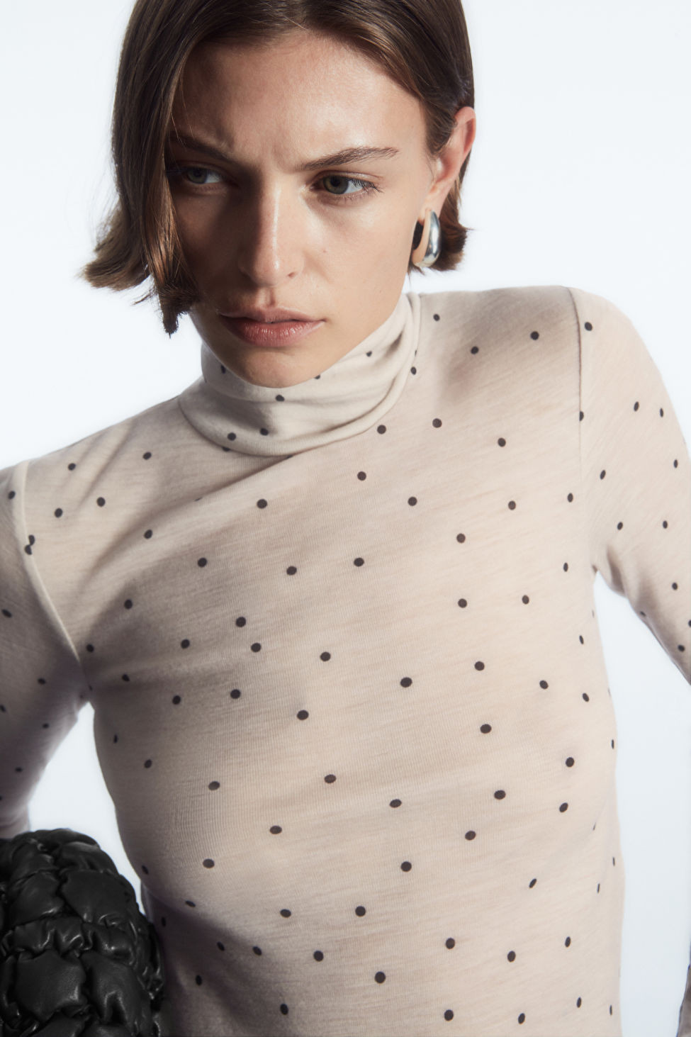 MERINO WOOL TURTLENECK TOP - BEIGE / POLKA-DOT - Tops - COS | COS (US)