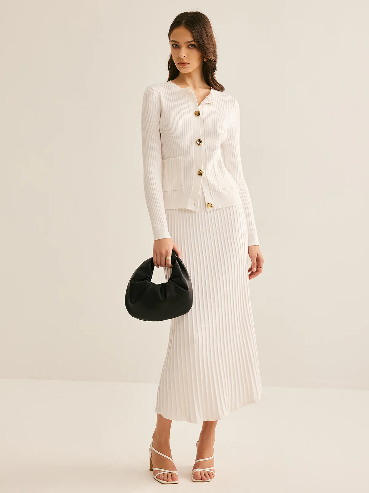 Elegant Button Pleated Sweater Co-ords | Commense
