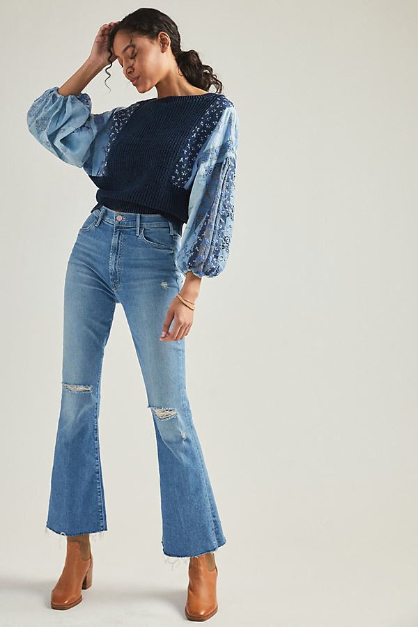MOTHER The Hustler Ultra High-Rise Flare Jeans By MOTHER in Blue Size 32 | Anthropologie (US)