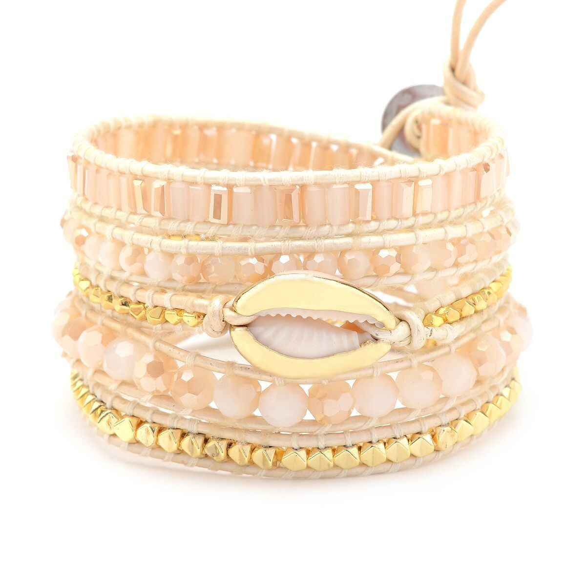 Blush Crystals with Gold Shell on Ivory | Victoria Emerson