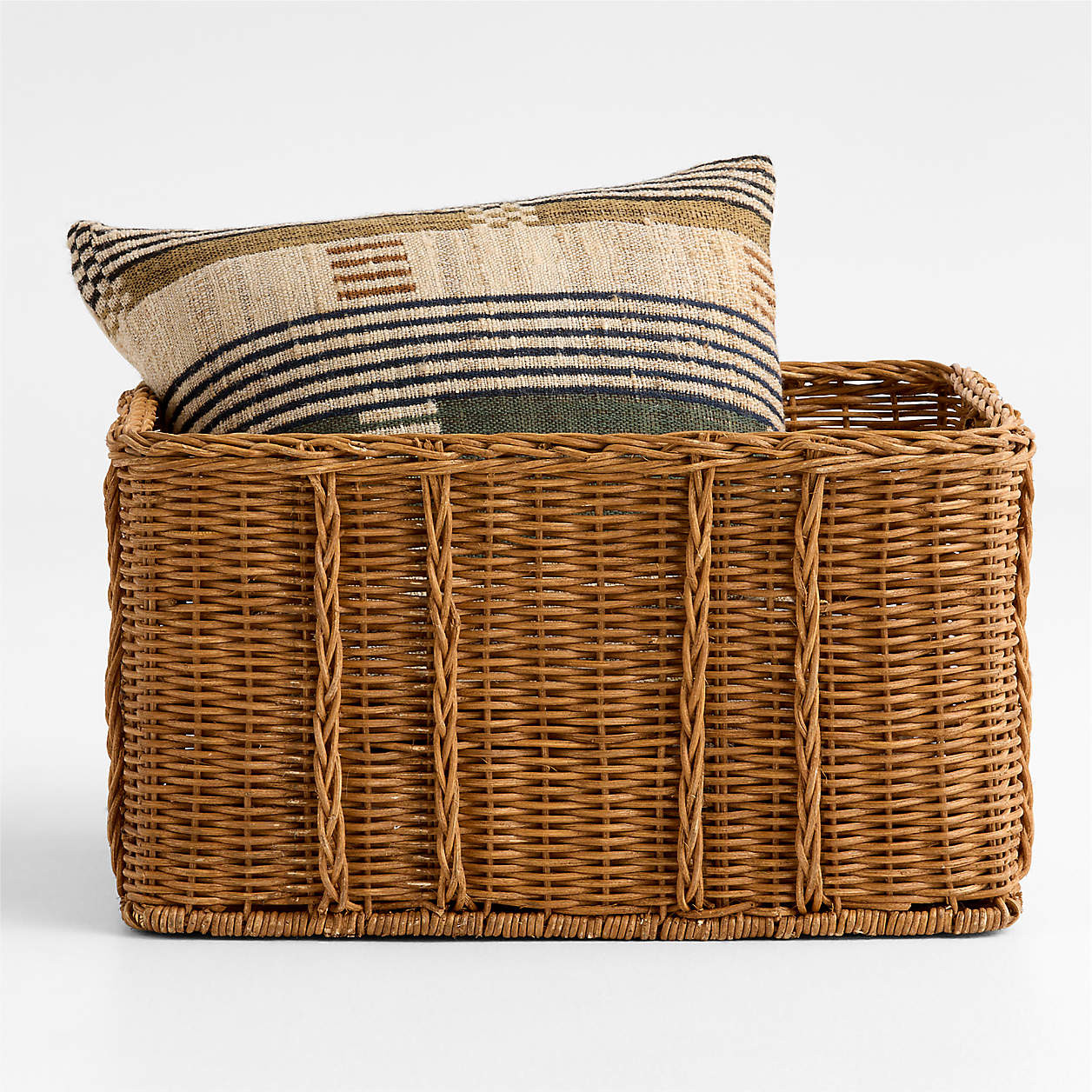 Alford Rattan Large Rectangle Basket | Crate & Barrel | Crate & Barrel