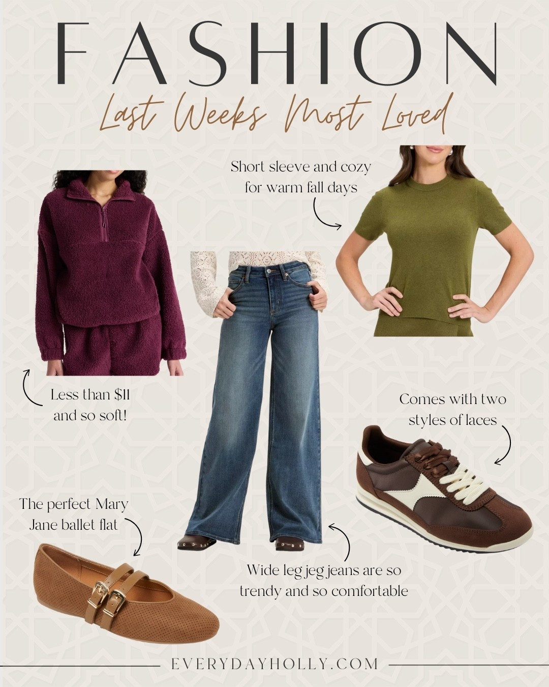 Last week’s most loved fashion finds from Walmart and Target!
Fleece pullover quarter zip, short sleeve sweater top, Mary Jane ballet flat, high waisted wide leg jeans, sporty sneakers for women, EverydayHolly 

#LTKSeasonal #LTKStyleTip #LTKShoeCrush