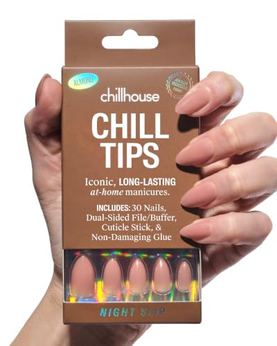 Chillhouse - Chill Tips, Press on Nails Kit - Night Slip (Almond) - 30 Nail Shapes & Sizes - Up to 2 Weeks of Wear - Customizable Fit - Reusable - Latina Founded & Women Owned - Beauty & Self Care | Amazon (US)