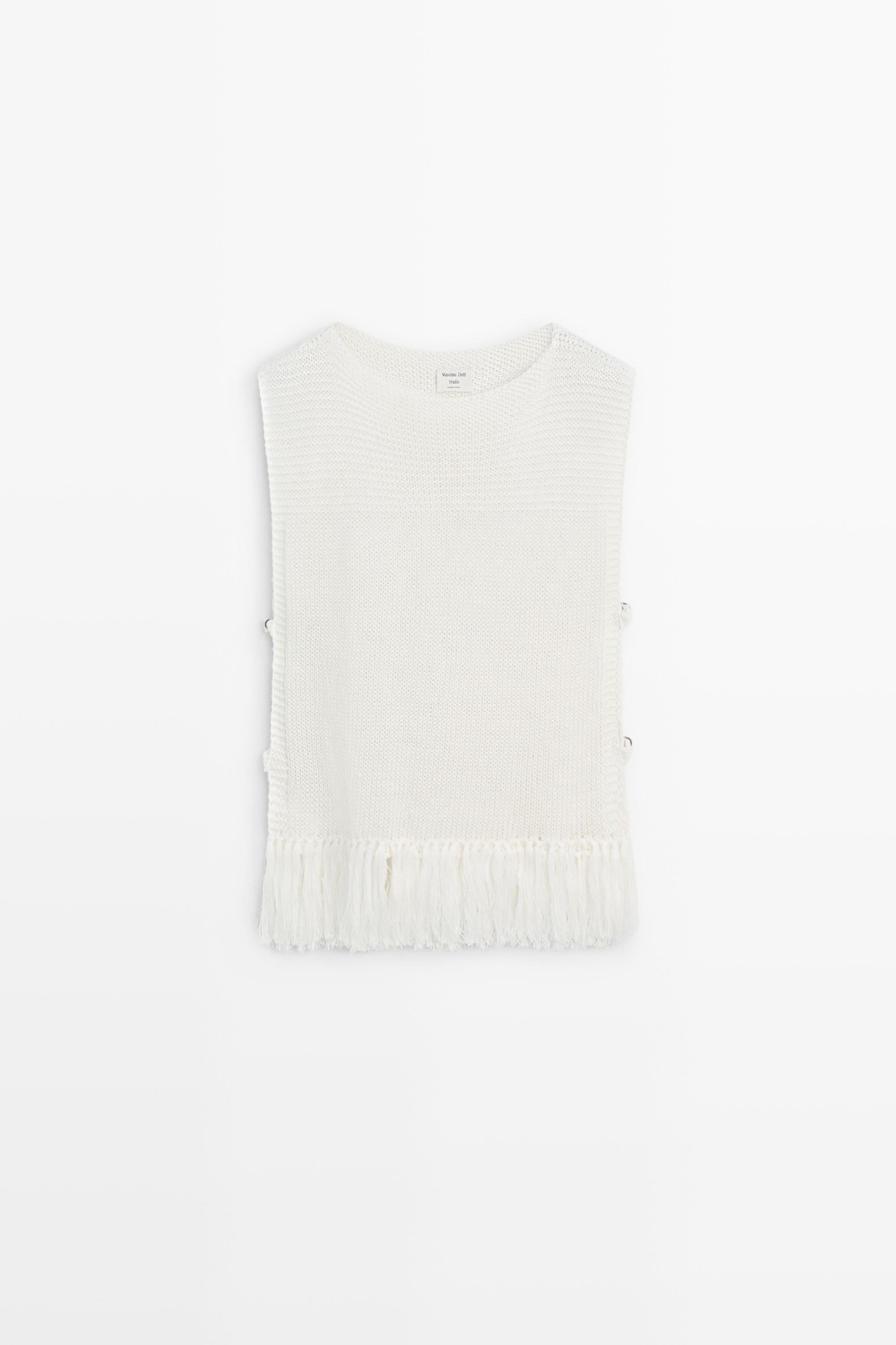 Fringe detail knit top - STUDIO | Massimo Dutti UK