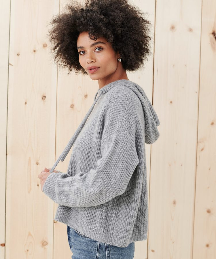 Cashmere Fisherman Hoodie - Heather Grey | Jenni Kayne | Jenni Kayne