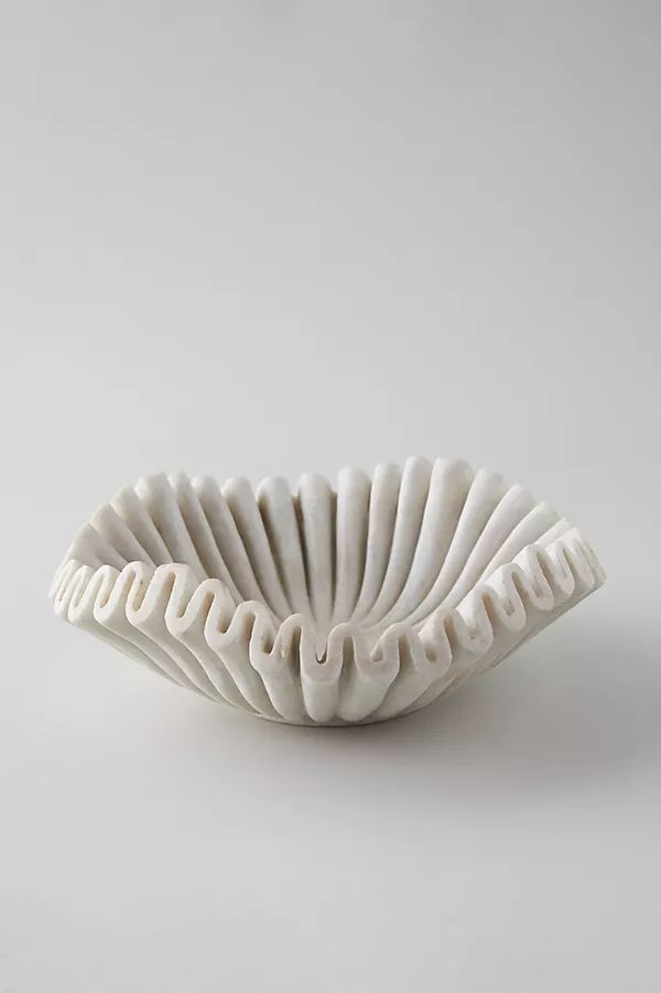 Ruffled Marble Bowl By Terrain in White Size L | Anthropologie (US)