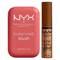 NYX Buttermelt Blush Feeling Butta 02 5g & Buttergloss Bling Pay me in Gold Lip Gloss 8ml Duo | Boots.com