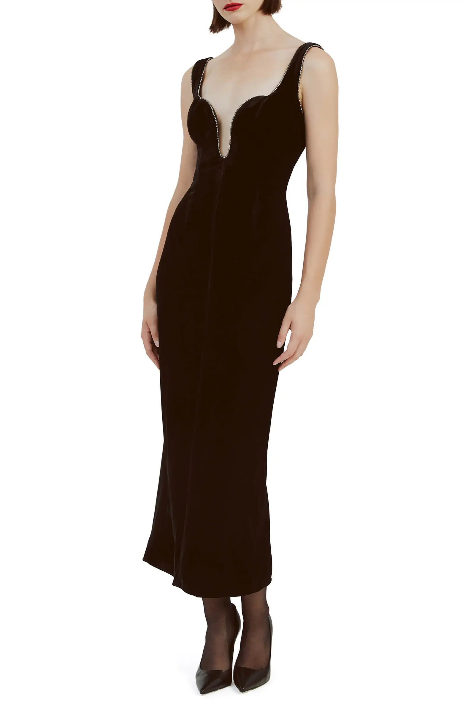 Bardot Brooklyn Embellished Trim Stretch Velvet Cocktail Dress | Nordstrom | Nordstrom