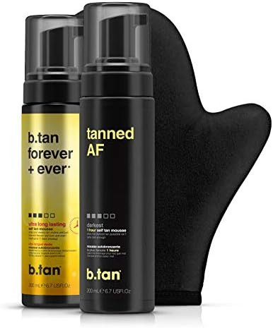 b.tan Bestsellers Self Tanner Bundle Pack - Tanned AF & Forever + Ever Sunless Tanner Mousses wit... | Amazon (US)