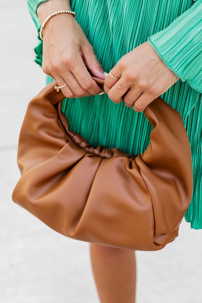 Take It Away Camel Leather Handbag | Pink Lily