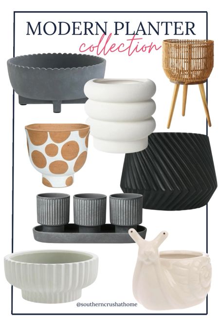These modern planters from Walmart are perfect for any indoor or outdoor plants and priced just right. 🌱 

From the rattan basket weave to the concrete look and everything in between these styles will fit any decor. 

I’m loving the little ceramic snail planter perfect for a succulent and the herb planter trio for my kitchen window!

modern planters, outdoor planters, herb planters, terracotta pots, concrete planters, boho planterrs

#LTKVideo #LTKhome #LTKSeasonal