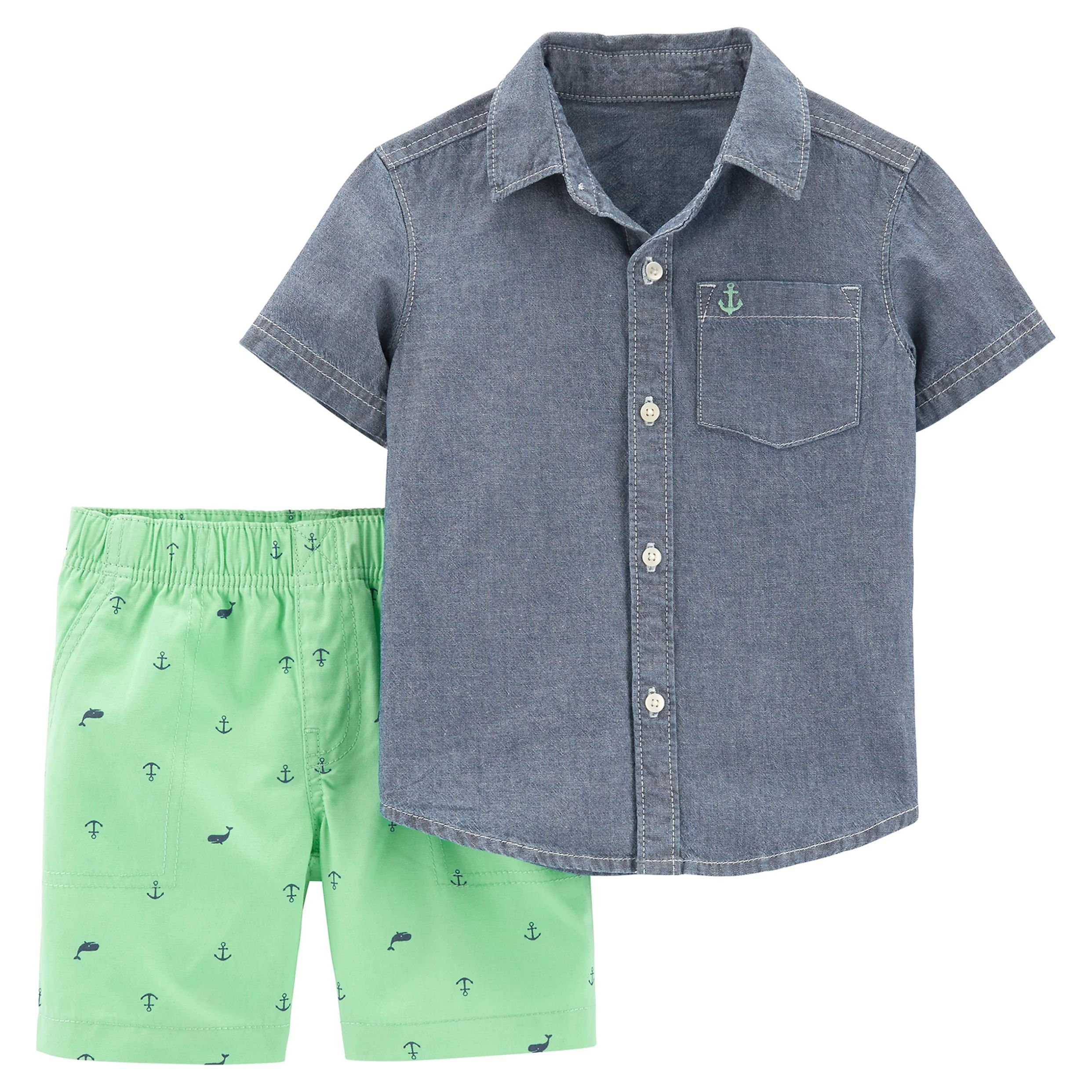 Baby Boy Carter's Chambray Button Down Shirt & Patterned Shorts Set | Kohl's