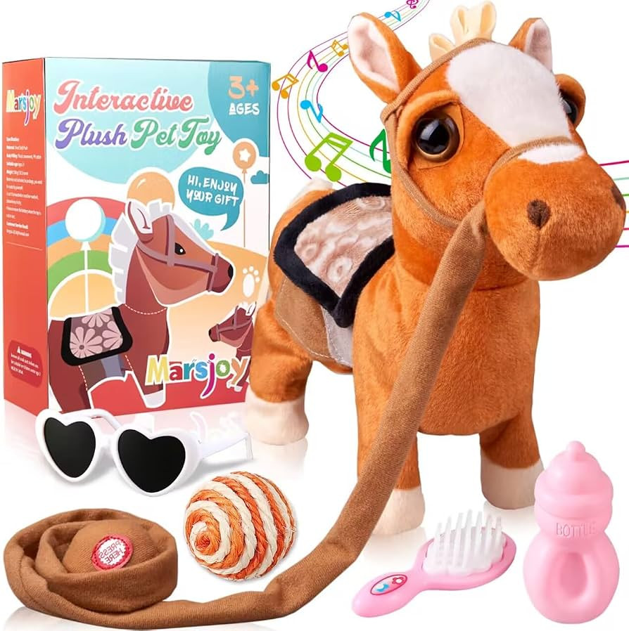 Walking Pony Toy Musical Singing Dancing Plush Interactive Pony Walk Along Horse with Leash Plush... | Amazon (US)