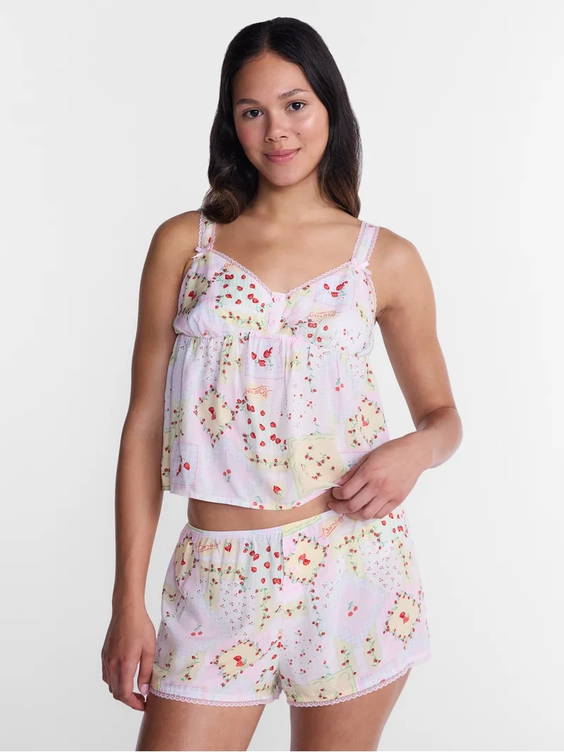 No Boundaries Woven Cami Top and Shorts Sleep Set, 2-Piece, Women's XS-XXL | Walmart (US)
