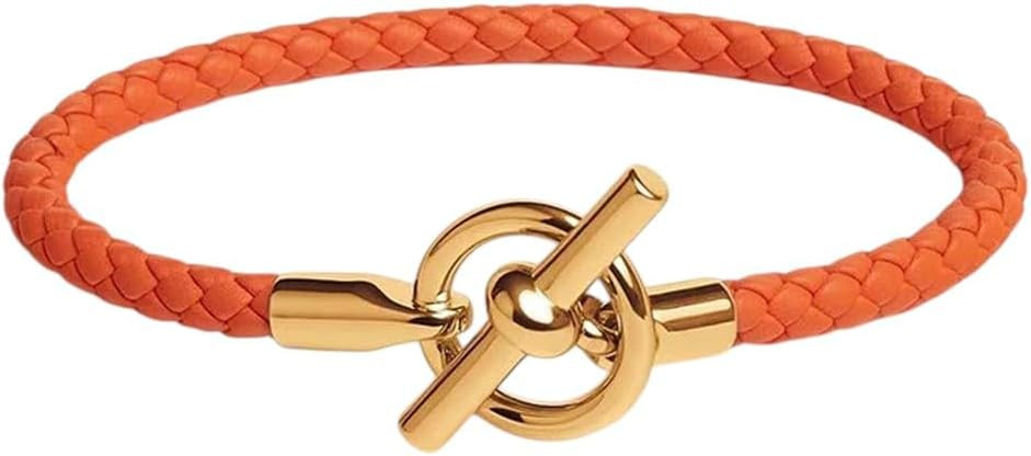 Women's Trendy Gold Color Ot Lock Leather Bracelet Classic Designer Men Women Bracelet Fashion Ac... | Amazon (US)