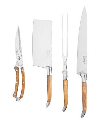 French Home 4-Piece Connoisseur Laguiole Professional Chef Knife Set with Olive Wood Handles - Ma... | Macy's
