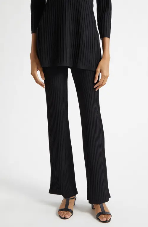 Max Mara Pure Bello Rib Kick Flare Pants in Black at Nordstrom, Size Medium | Nordstrom