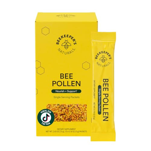 Beekeeper's Naturals - 100% Raw Bee Pollen Stick Packs, Natural Preserved Enzymes, Source of Vitamin B, Minerals, Amino Acids & Protein - Paleo & Keto Friendly, Gluten Free (15ct) | Amazon (US)