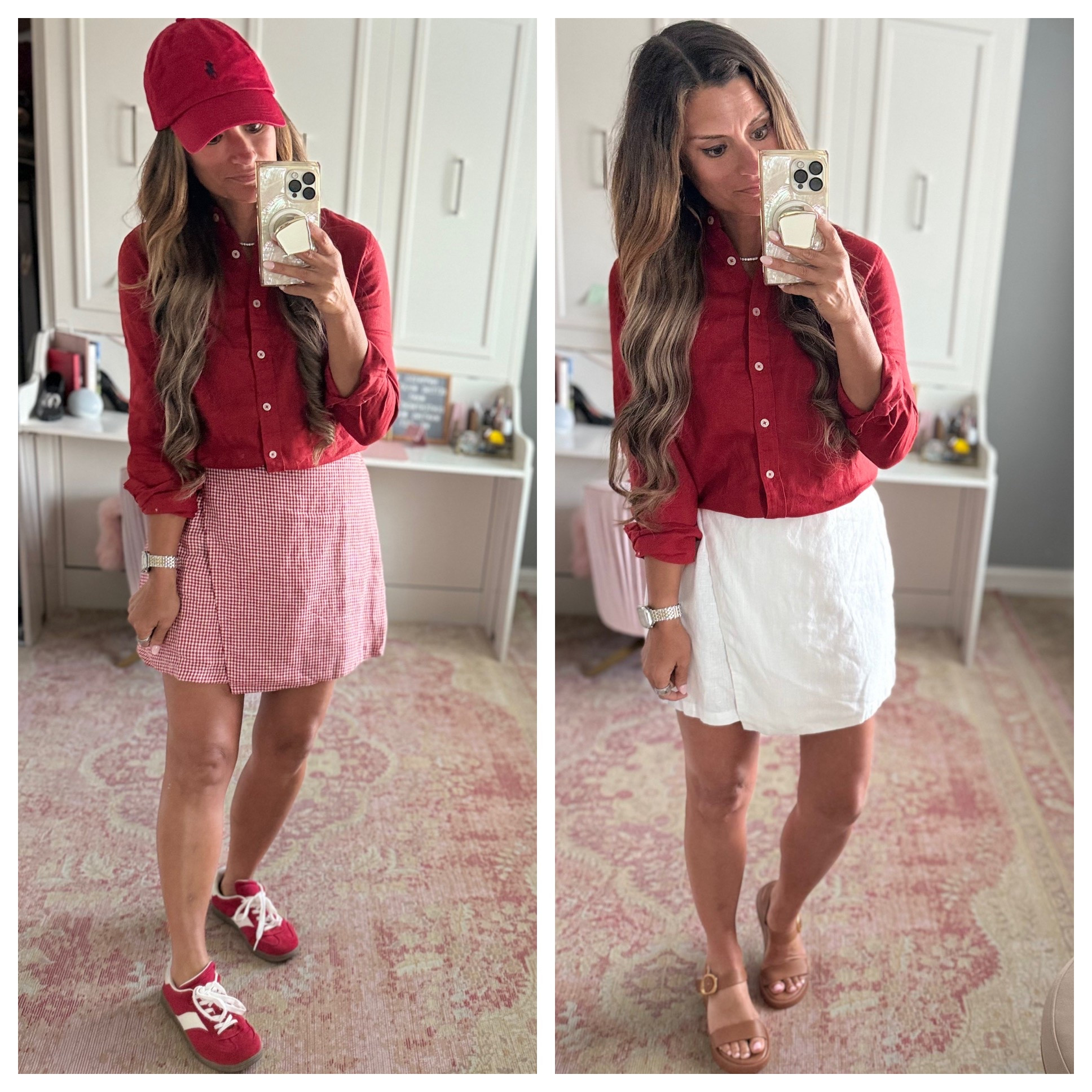 How to style a red button down shirt
