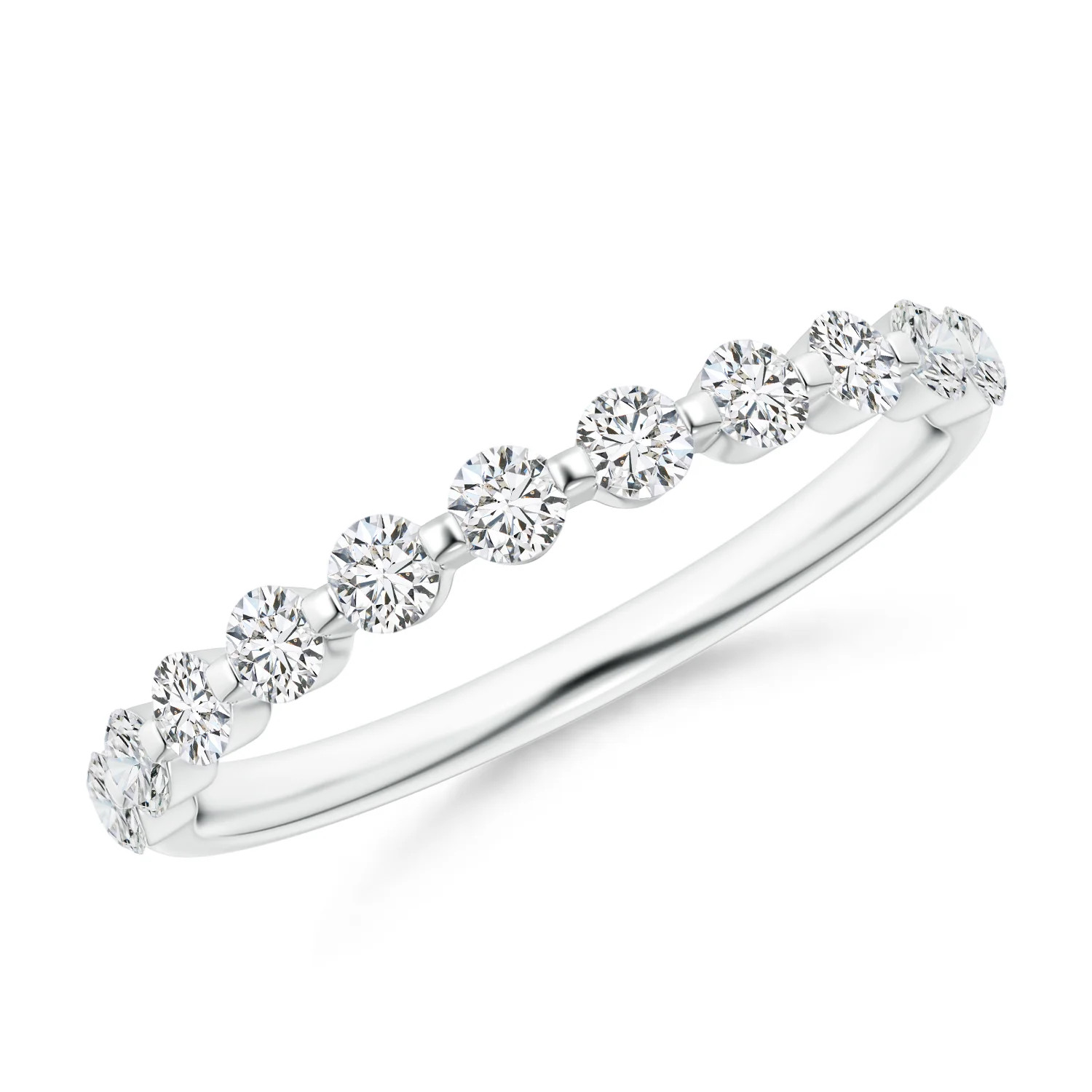 Floating Round Diamond Semi Eternity Wedding Ring for Her | Angara | Angara US