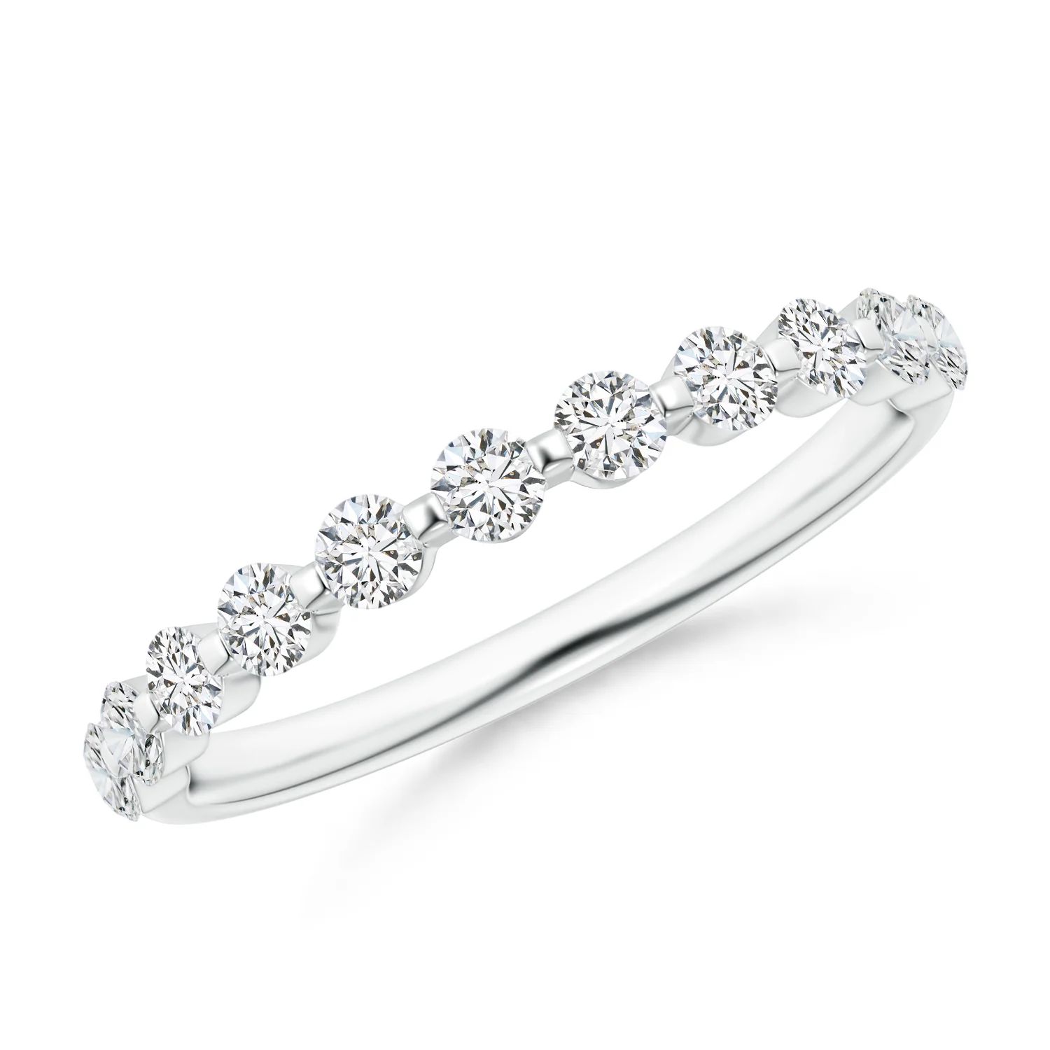 Floating Round Diamond Semi Eternity Wedding Ring for Her | Angara | Angara US