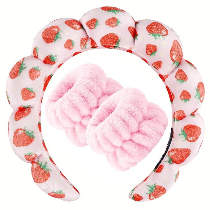 Zkptops Spa Headband for Washing Face Wristband Set Sponge Makeup Skincare Velvet Fabric Bubble S... | Amazon (US)