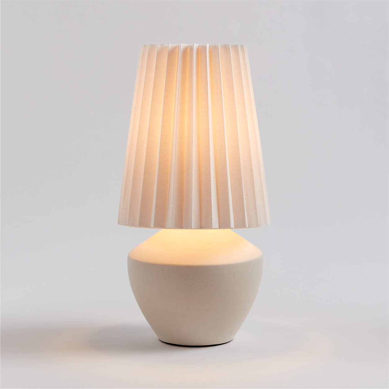 Holland Small White Ceramic Table Lamp with Pleated Tapered Shade + Reviews | Crate & Barrel | Crate & Barrel